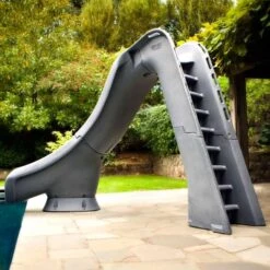 SR Smith Typhoon Pool Slide, Left Turn, Gray Granite -Crystal Clear Pool 4068 g
