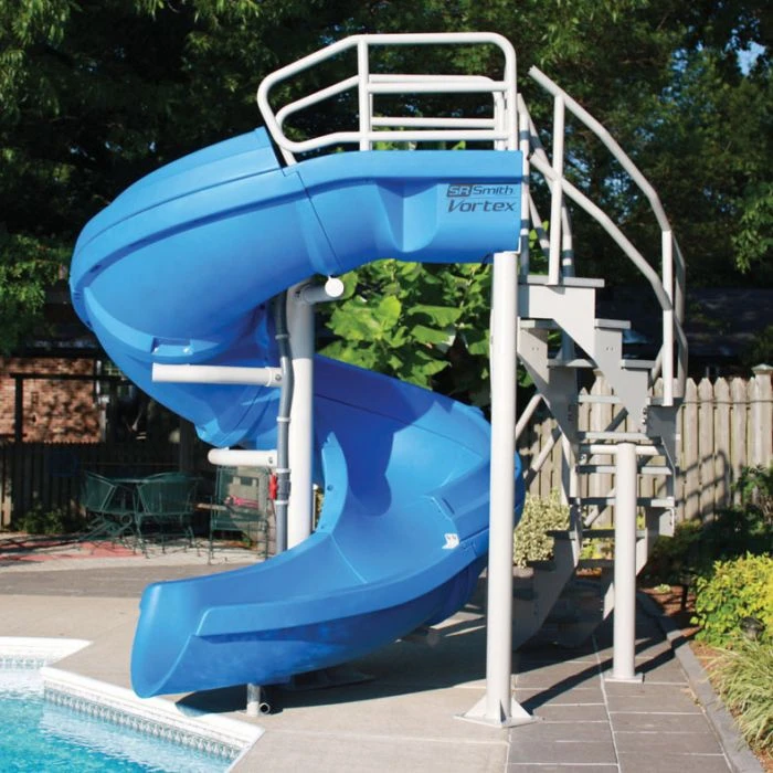 SR Smith Vortex Pool Slide, Full Tube With Staircase, Blue 3 SR Smith Vortex Pool Slide, Full Tube With Staircase, Blue