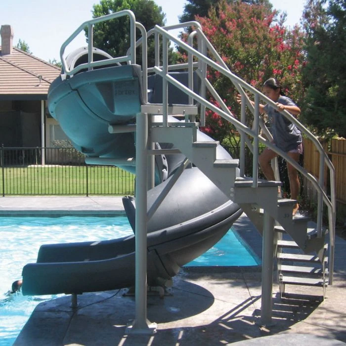 SR Smith Vortex Pool Slide, Half Tube With Ladder, Gray 3 SR Smith Vortex Pool Slide, Half Tube With Ladder, Gray