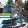 SR Smith Vortex Pool Slide, Half Tube With Staircase, Gray -Crystal Clear Pool 5033 c sq 2